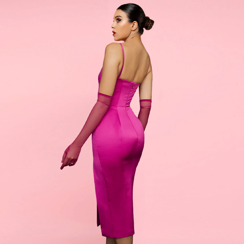 Strappy Sleeveless Slit Midi Bodycon Dress HI1267 - Image 4