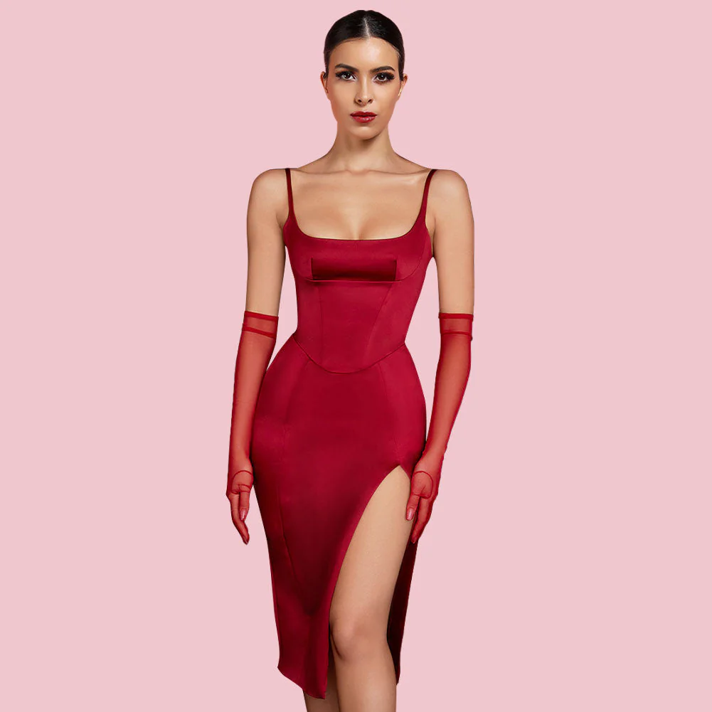 Strappy Sleeveless Slit Midi Bodycon Dress HI1267 - Image 5