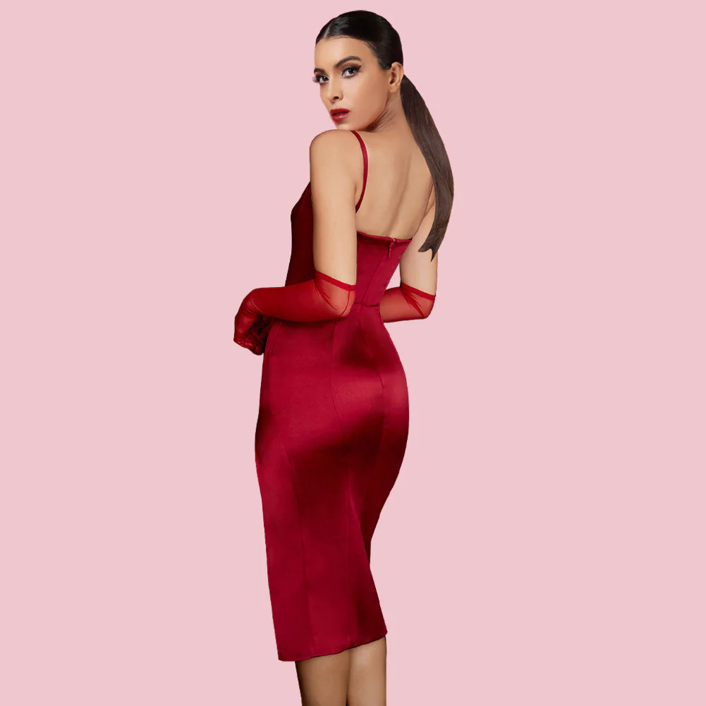 Strappy Sleeveless Slit Midi Bodycon Dress HI1267 - Image 6