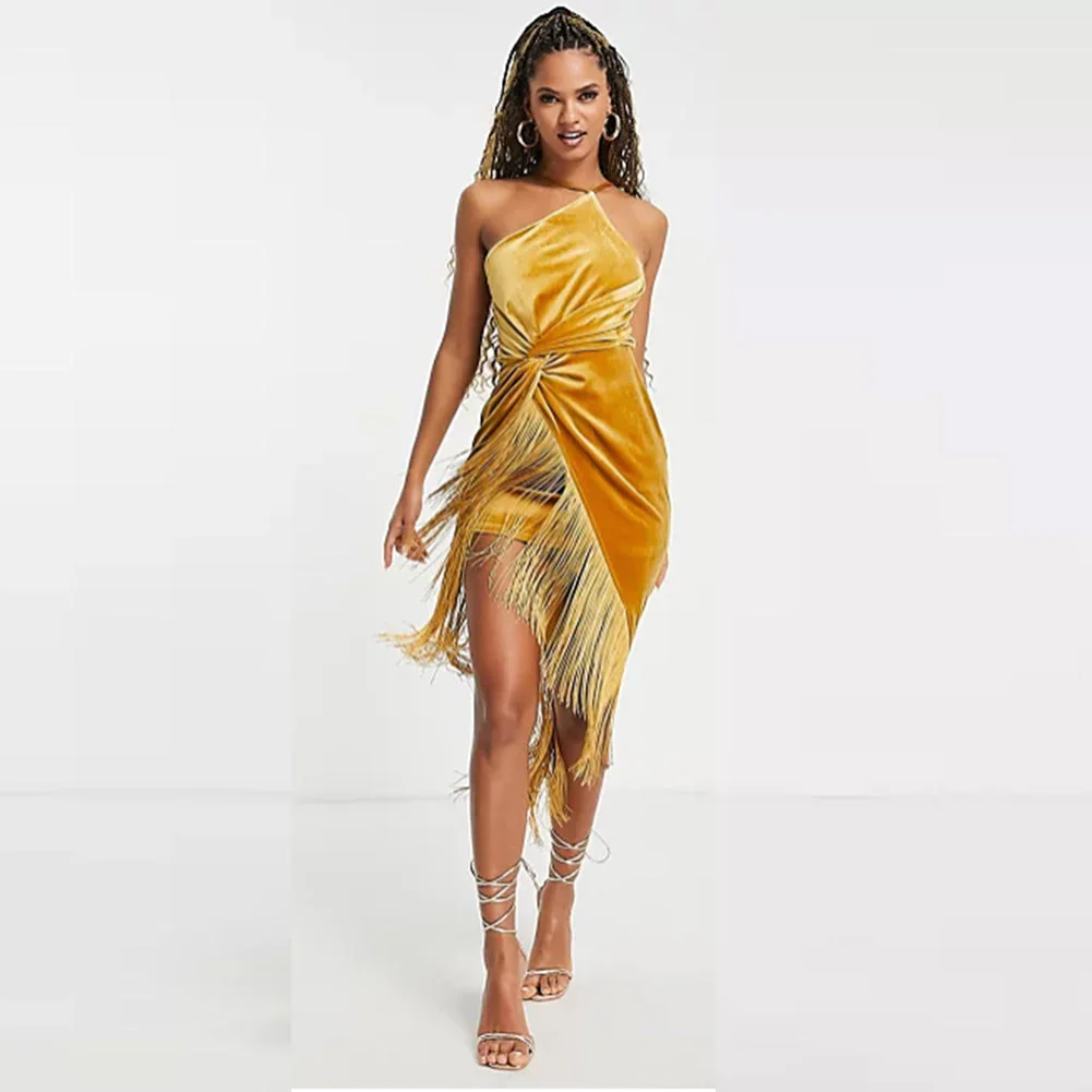 Strappy Sleeveless Midi Tassels Bodycon Dress - Image 2