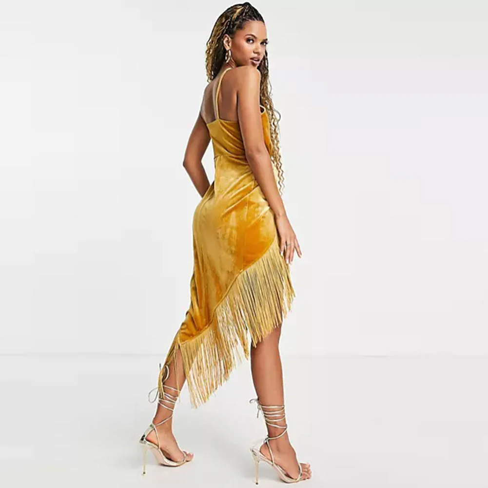 Strappy Sleeveless Midi Tassels Bodycon Dress - Image 3