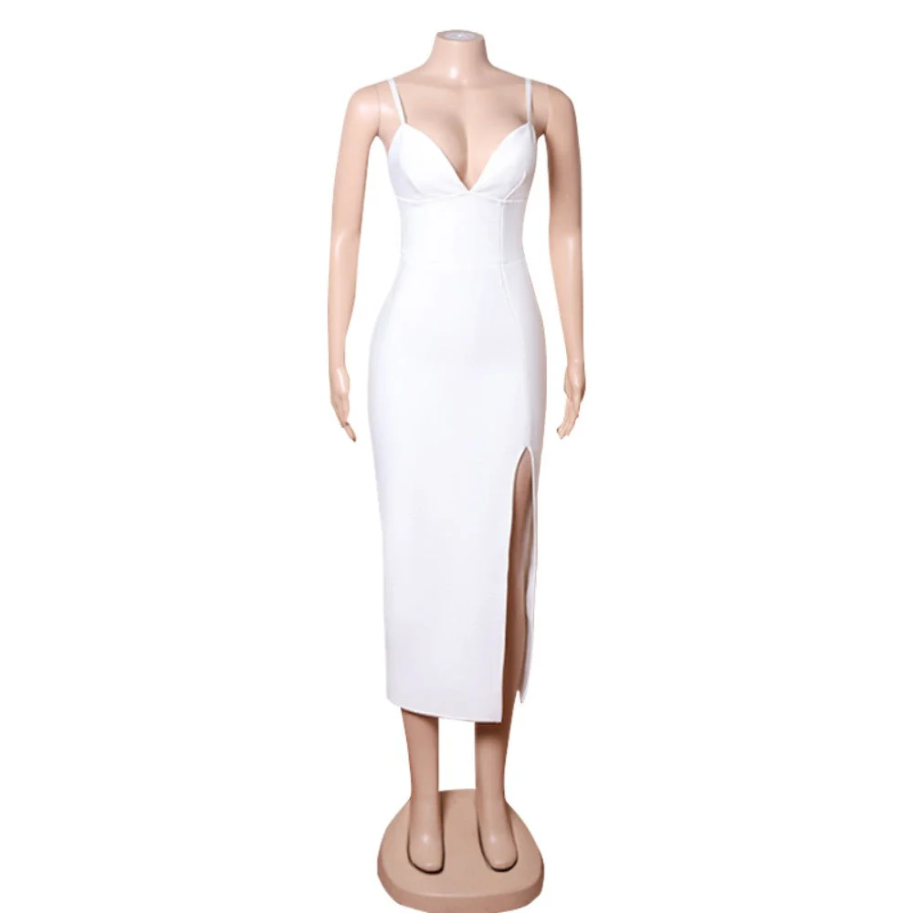 Strappy Sleeveless Midi Slit Bandage Dress PZL3011 - Image 5