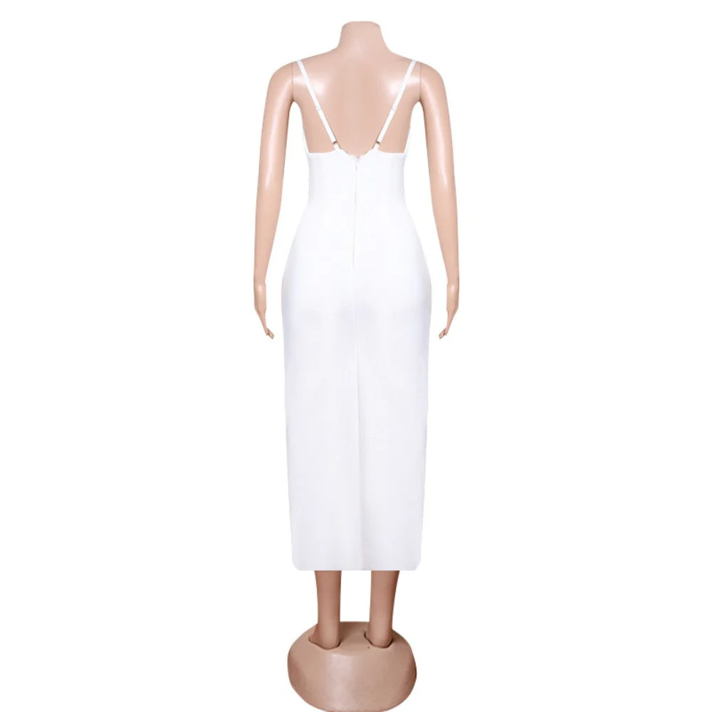 Strappy Sleeveless Midi Slit Bandage Dress PZL3011 - Image 6