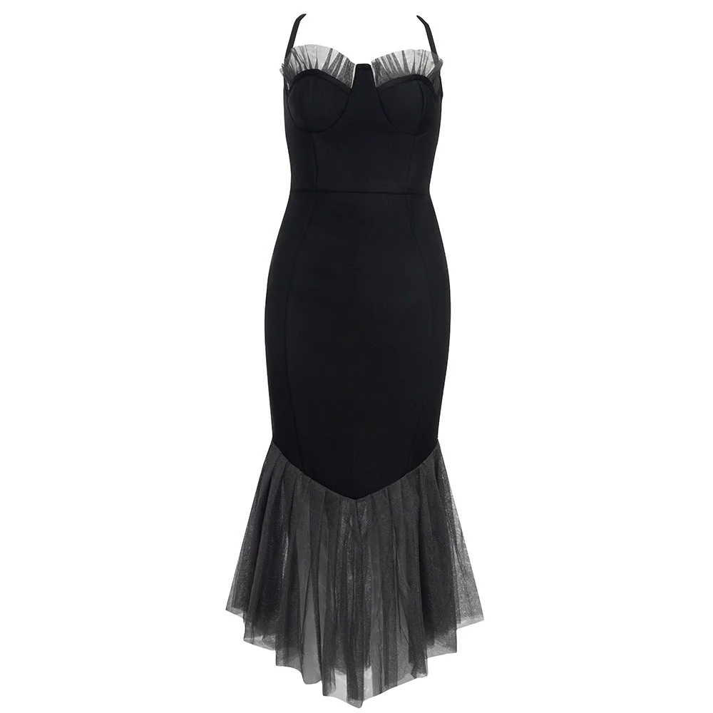 Strappy Sleeveless Midi Pleated Bandage Dress HB79270 - Image 4
