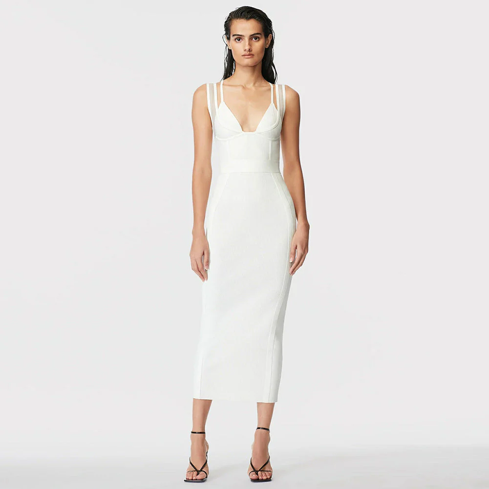 Strappy Sleeveless Midi Mesh Bandage Dress SW6568 - Image 3