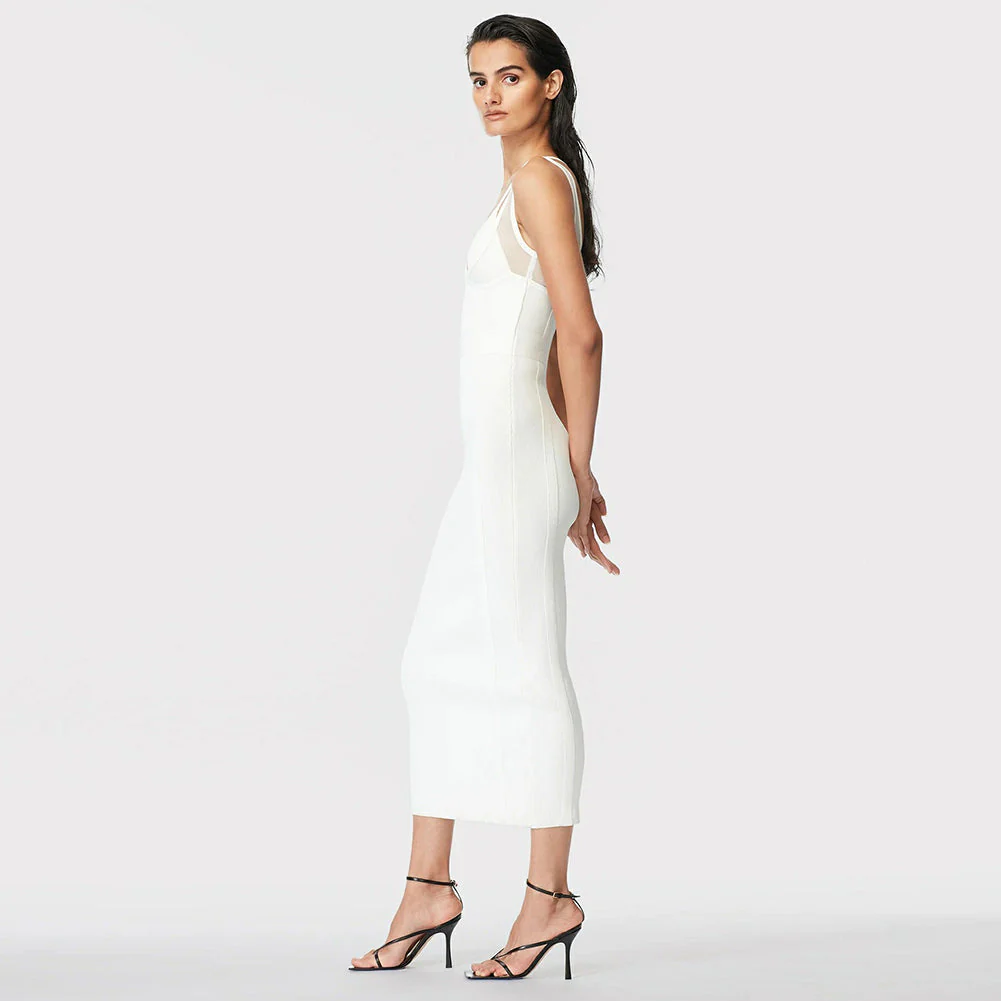Strappy Sleeveless Midi Mesh Bandage Dress SW6568 - Image 4