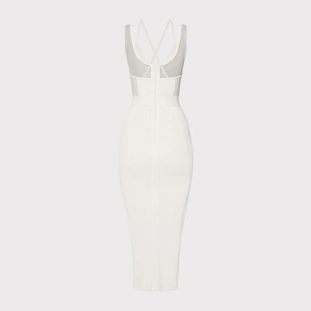 Strappy Sleeveless Midi Mesh Bandage Dress SW6568 - Image 6