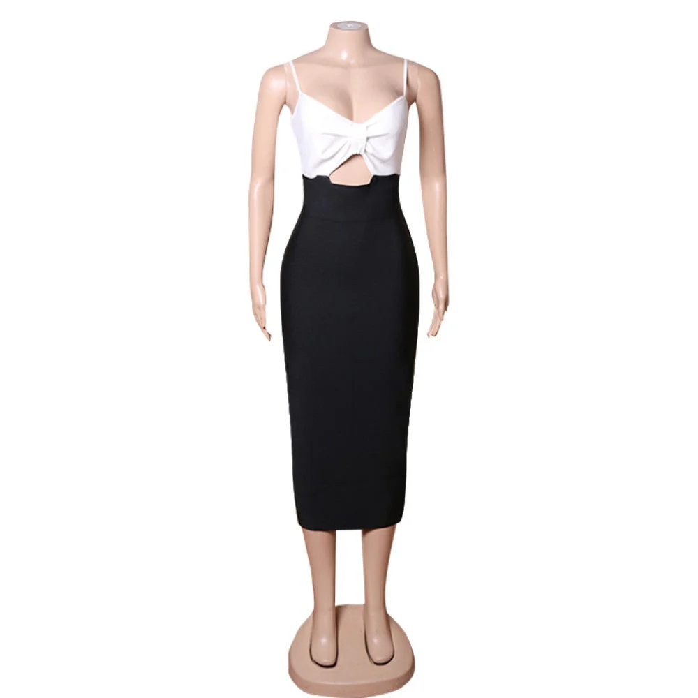 Strappy Sleeveless Midi Cut Out Bandage Dress PZL3010 - Image 5