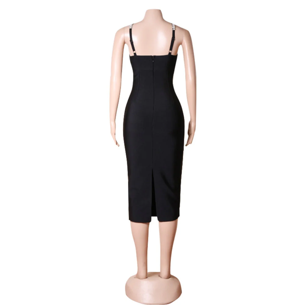 Strappy Sleeveless Midi Bubble Beads Bandage Dress PZC1936 - Image 6