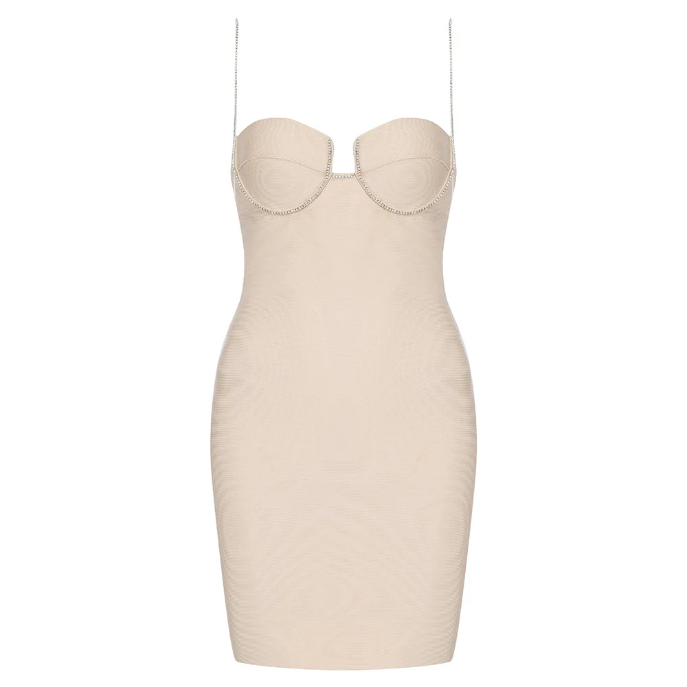 Strappy Sleeveless Drill Chain Mini Bandage Dress HB7917 - Image 4