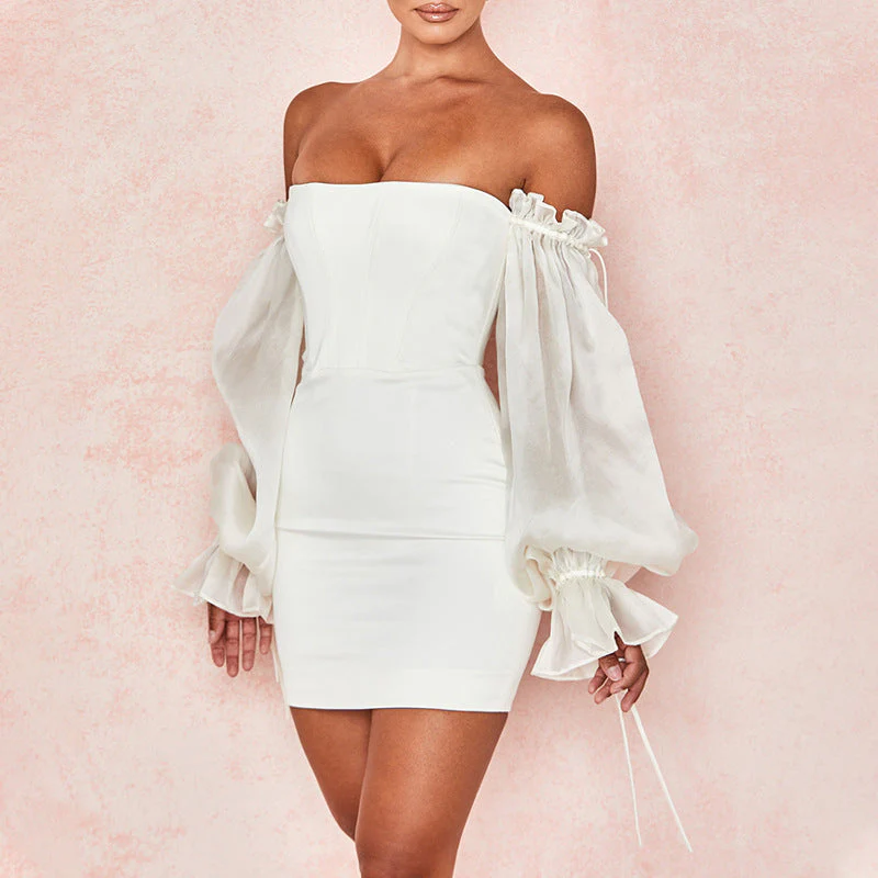 Strapless Long Sleeved Cocktail Dress - Image 3