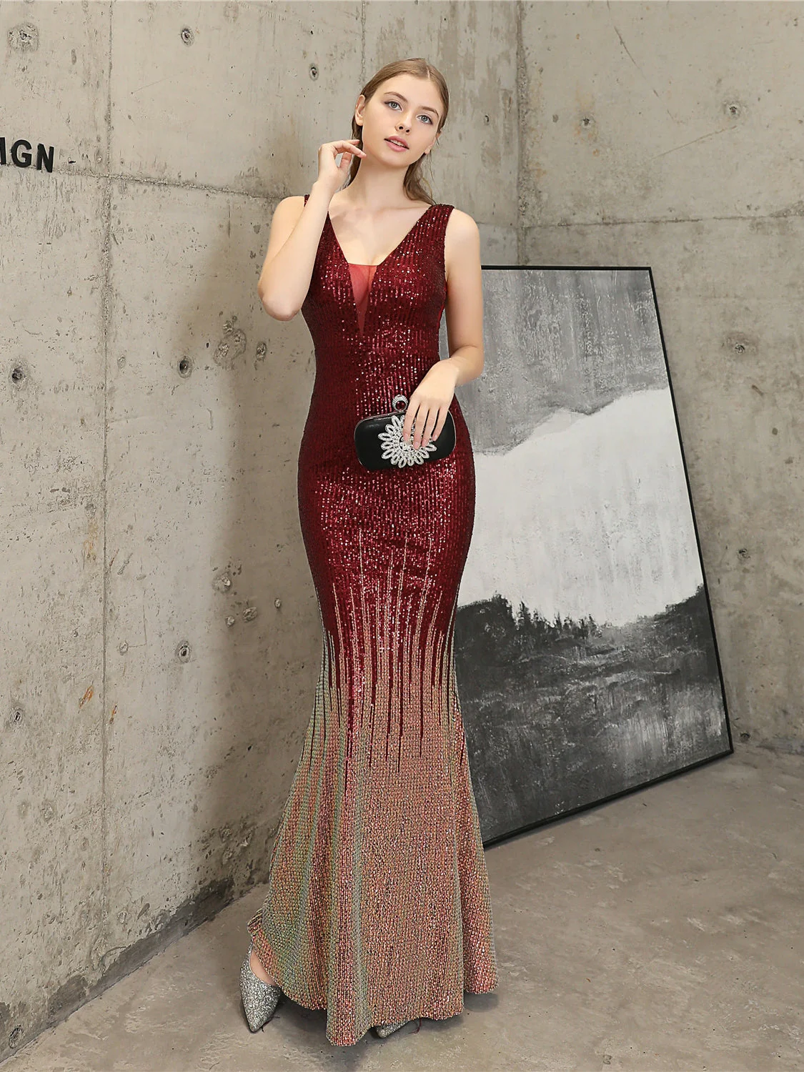 Sequin high-end evening dress - Image 3