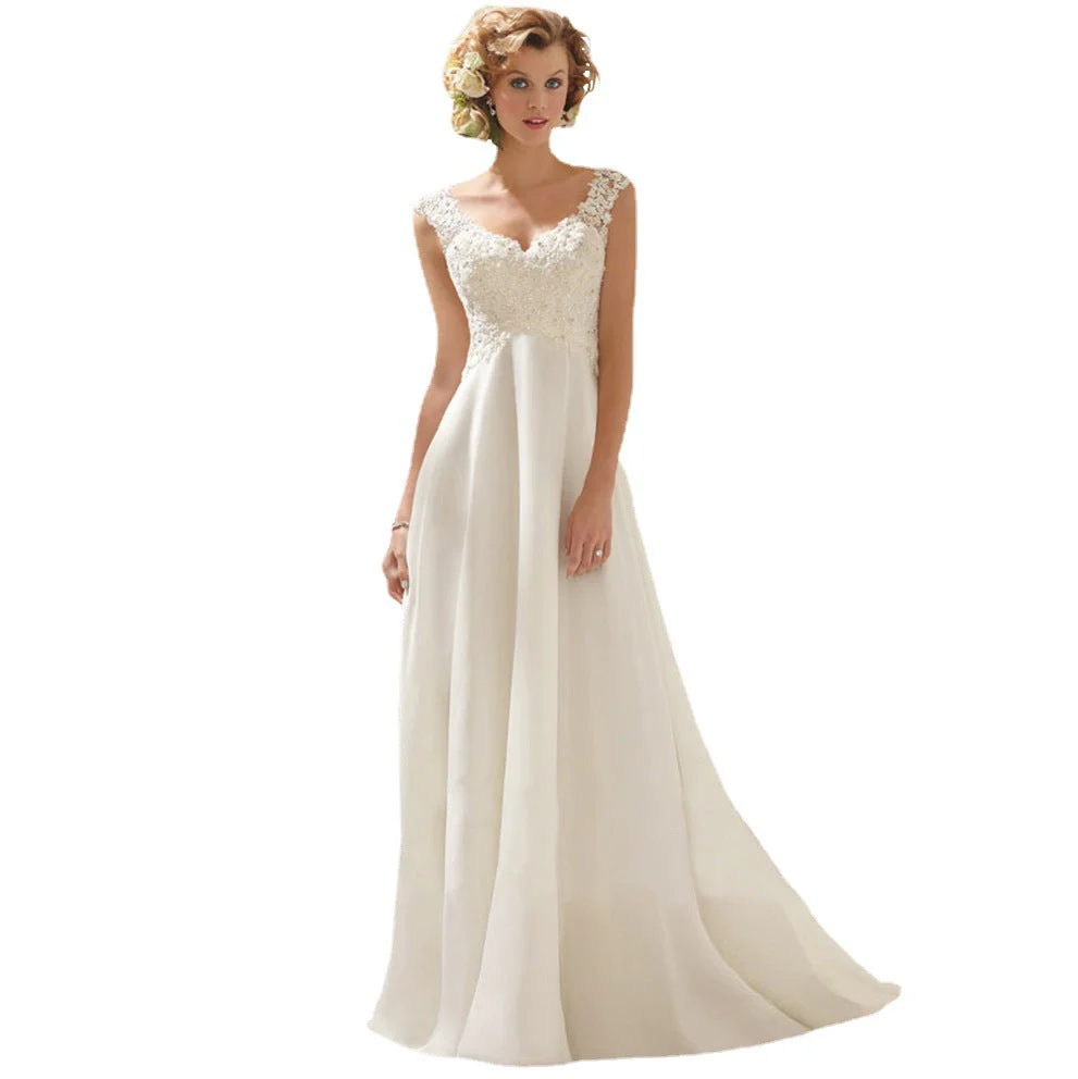 Romantic Charming V-Neck Lace Mesh Wedding Evening Dress - Image 3