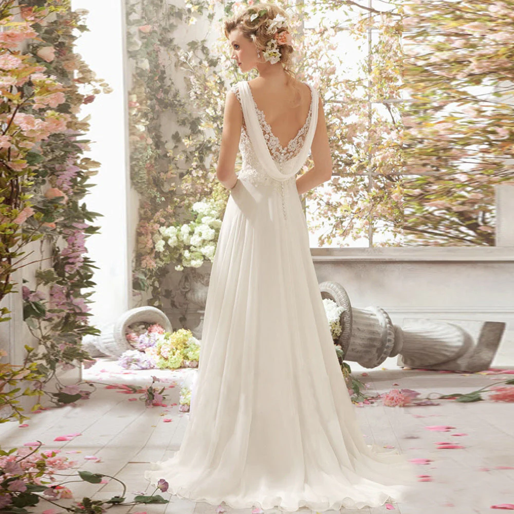 Romantic Charming V-Neck Lace Mesh Wedding Evening Dress - Image 4
