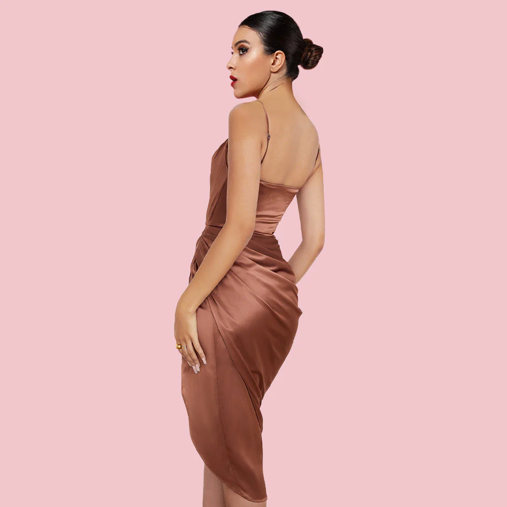 Strappy Sleeveless Frill Midi Bodycon Dress HI1250 - Image 2