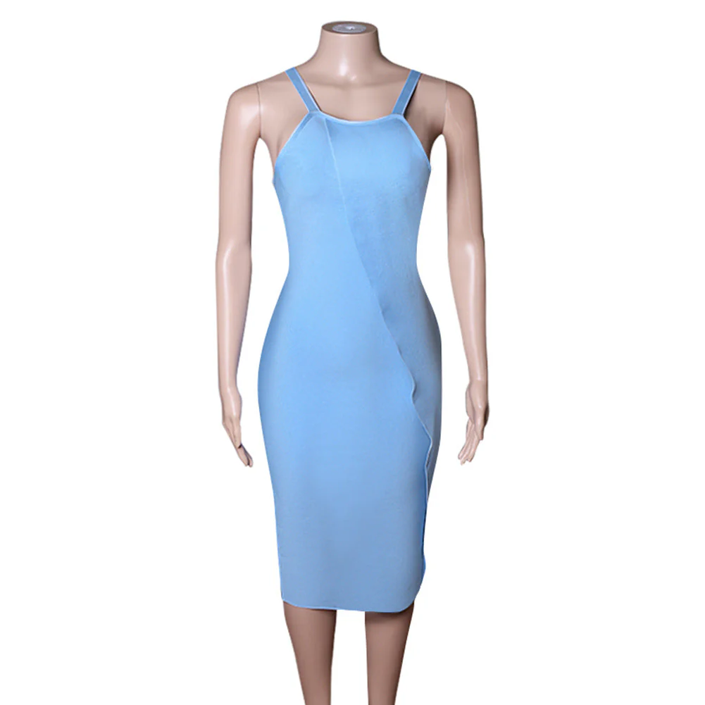 Strappy Sleeveless Frill Midi Bandage Dress PZL2766 - Image 5