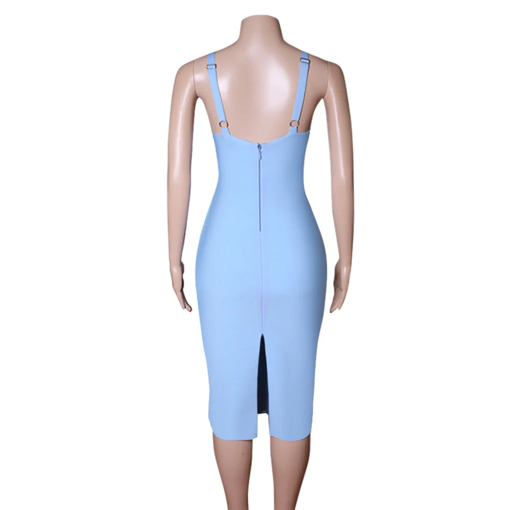 Strappy Sleeveless Frill Midi Bandage Dress PZL2766 - Image 6