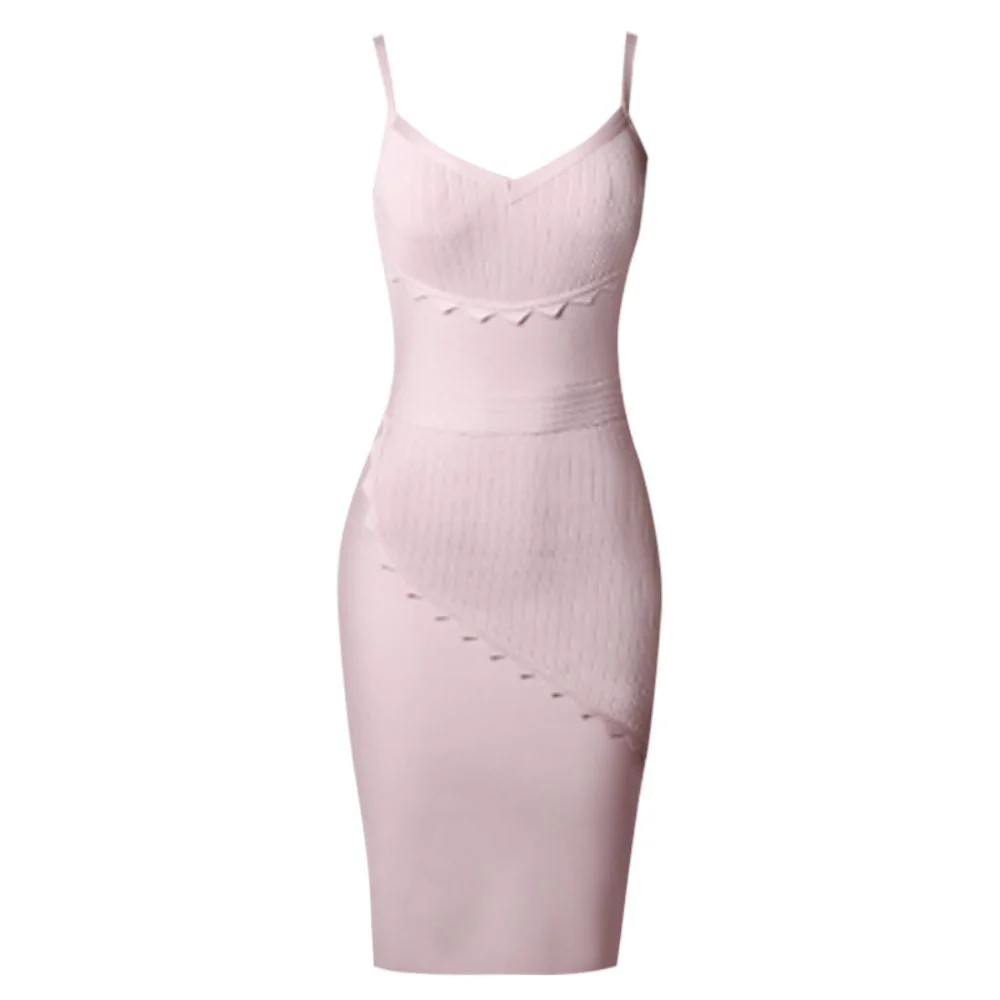 Strappy Sleeveless Frill Midi Bandage Dress PZC1686 - Image 4