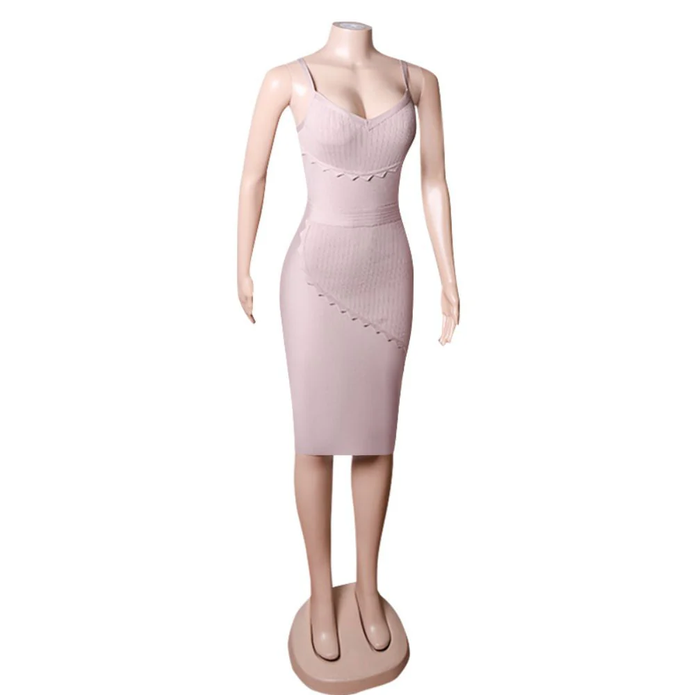 Strappy Sleeveless Frill Midi Bandage Dress PZC1686 - Image 5