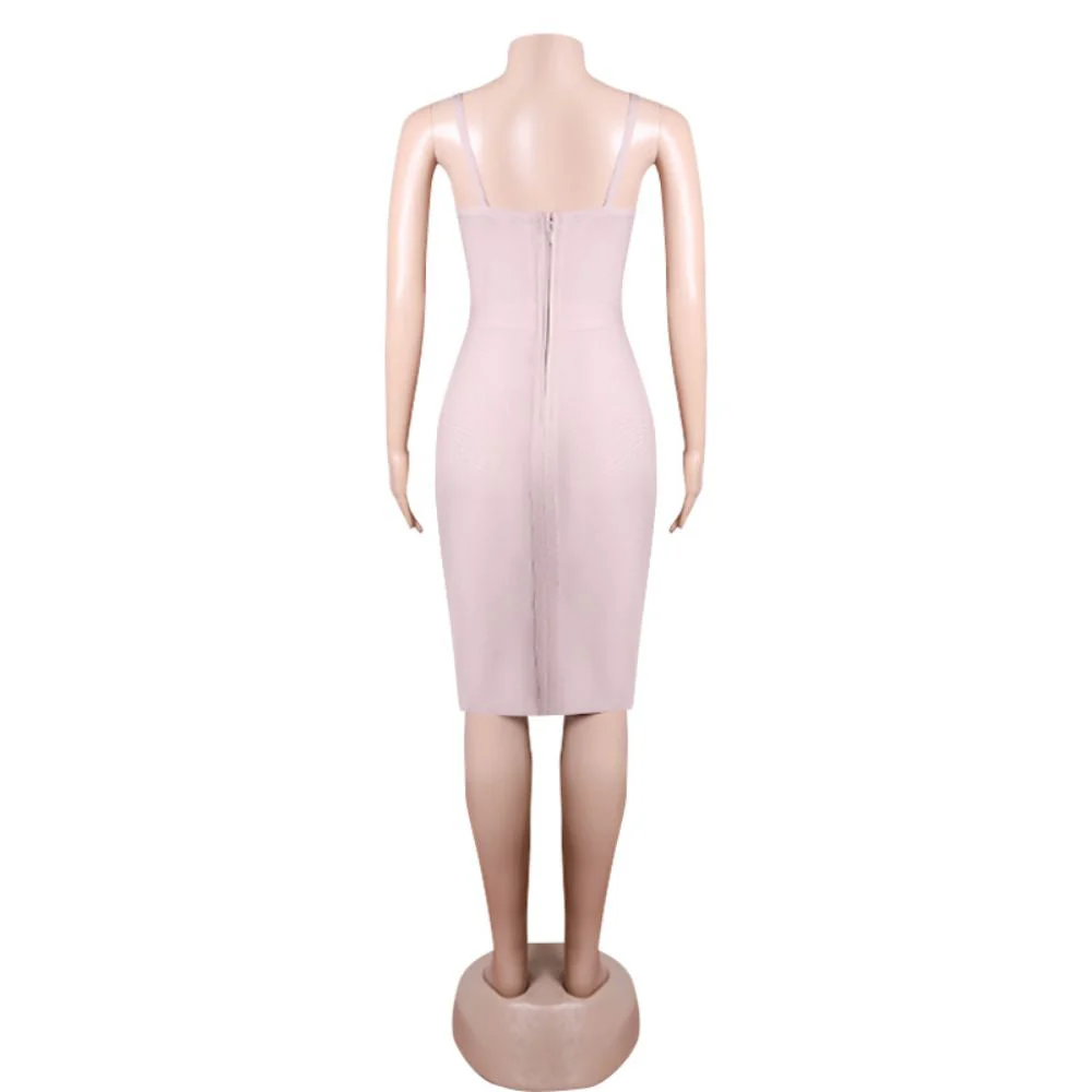 Strappy Sleeveless Frill Midi Bandage Dress PZC1686 - Image 6