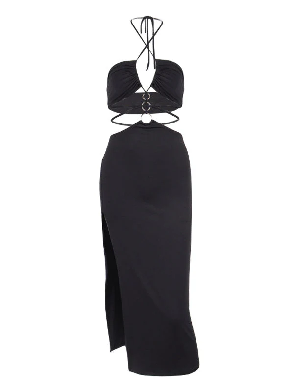Hollow Out High Split Dress - Image 4