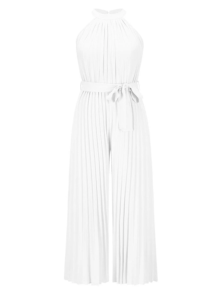 Halter Sleeveless Pleated Jumpsuit - Image 11