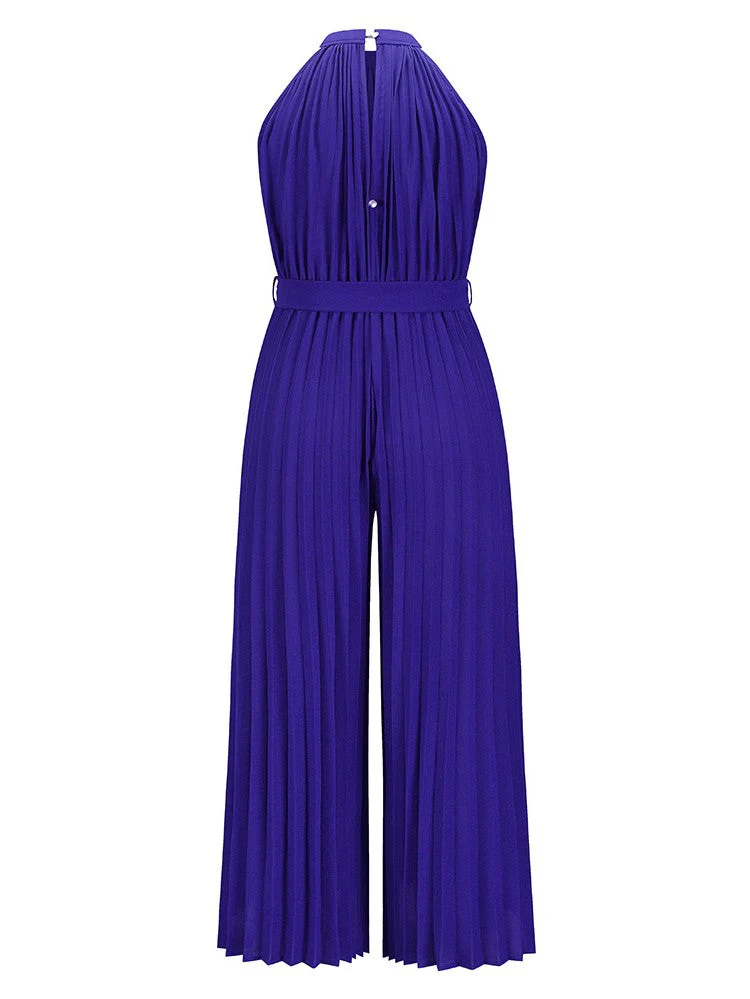 Halter Sleeveless Pleated Jumpsuit - Image 12