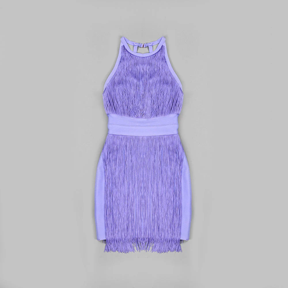 Round Neck Sleeveless Mini Tassels Bandage Dress HL6259 - Image 6