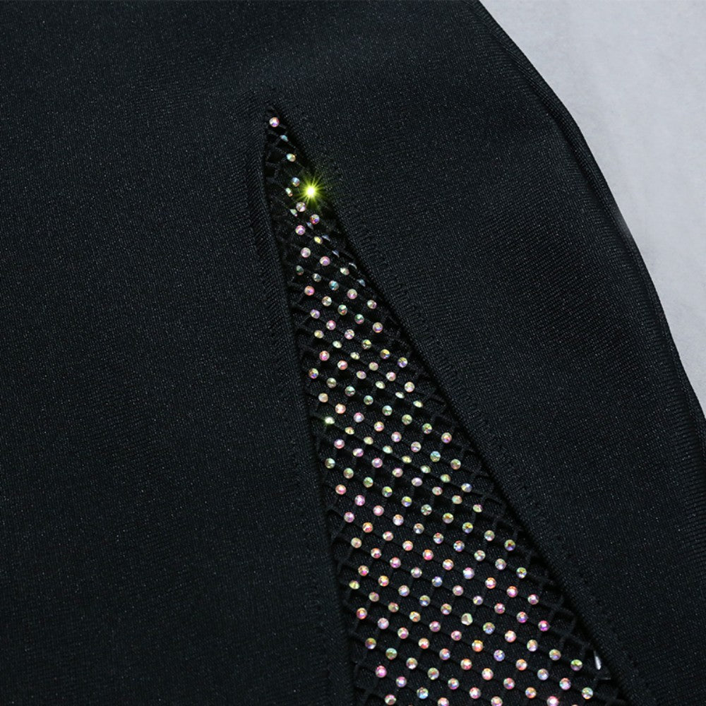 Round Neck Sleeveless Mini Rhinestone Bandage Dress PZL3004 - Image 9