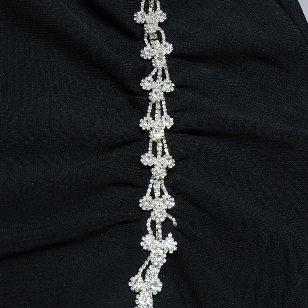 Round Neck Sleeveless Mini Rhinestone Bandage Dress PZC1726 - Image 8