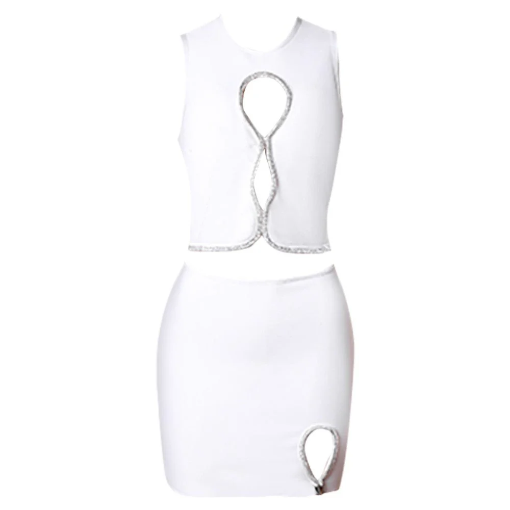 Round Neck Sleeveless Cut Out Bandage Set - Image 4