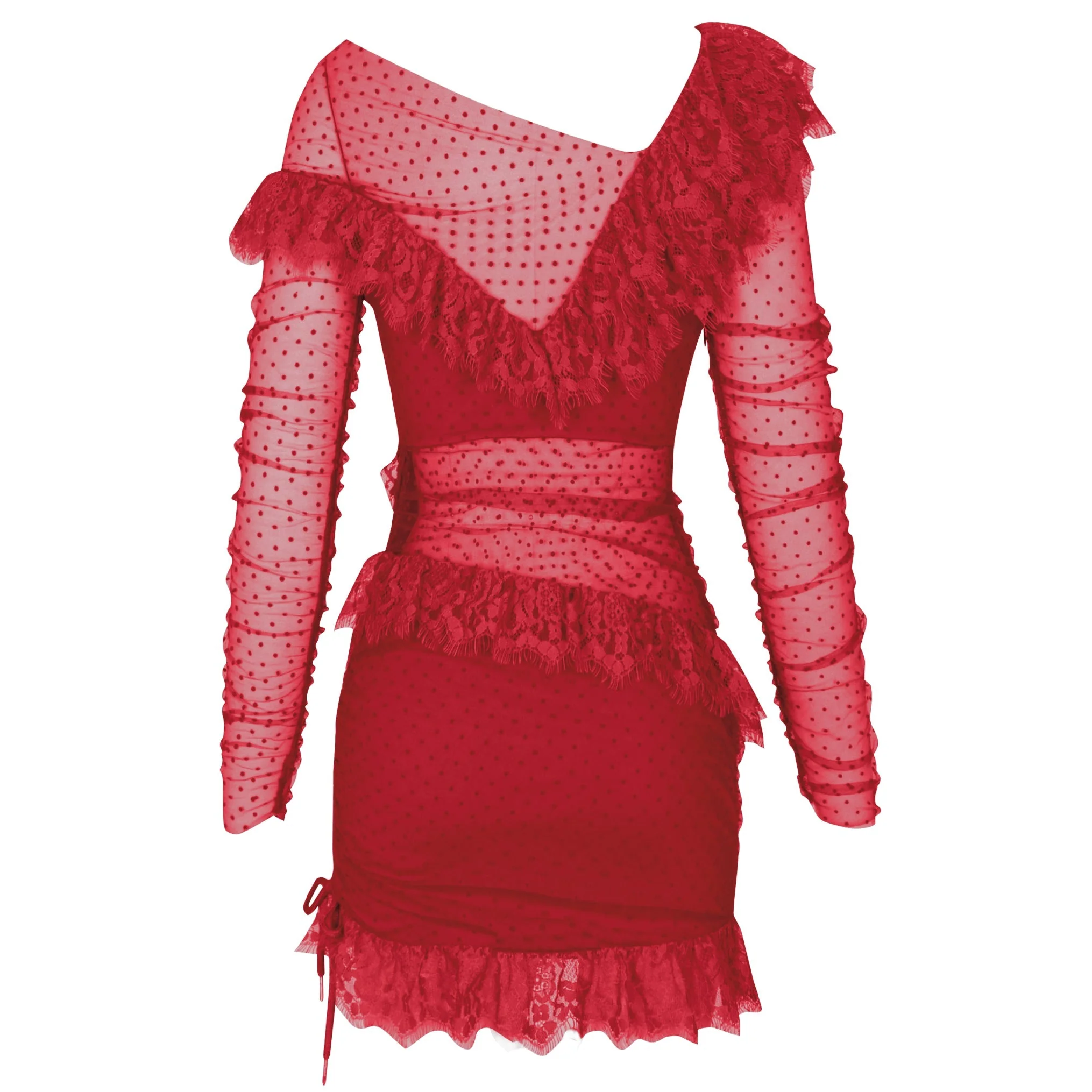 Off Shoulder Asymmetrical Frill Mini Dress PP19409 - Image 18