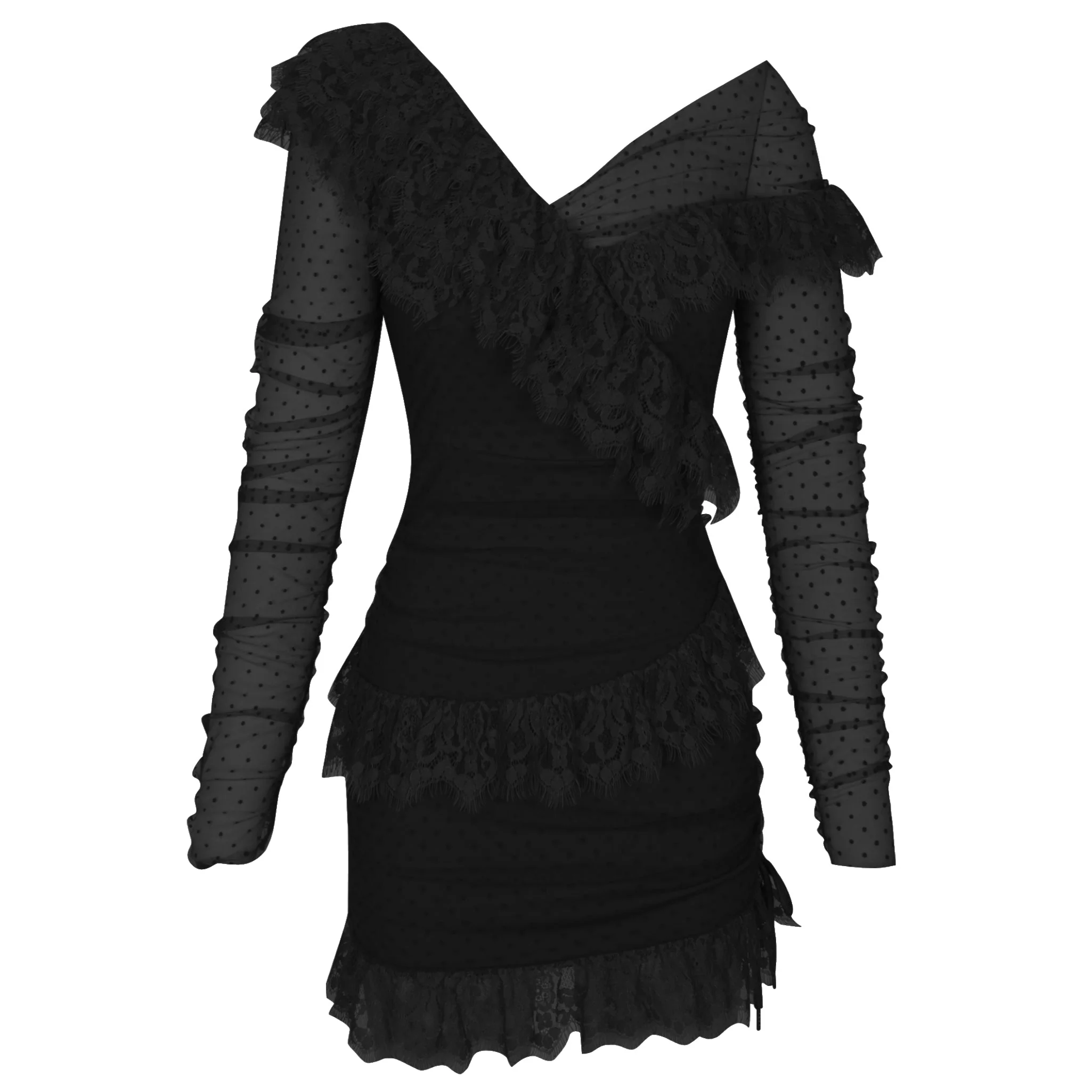 Off Shoulder Asymmetrical Frill Mini Dress PP19409 - Image 20
