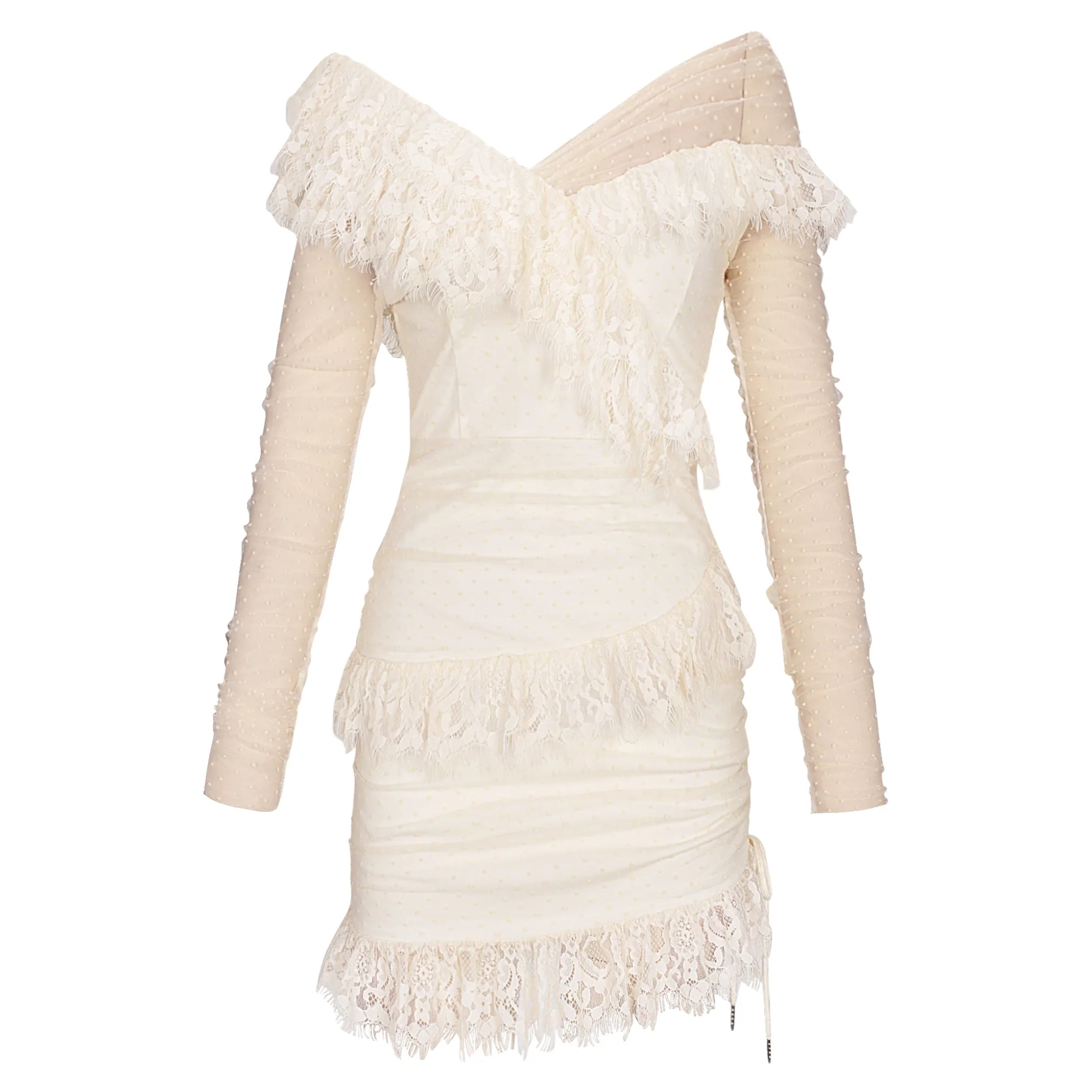 Off Shoulder Asymmetrical Frill Mini Dress PP19409 - Image 22