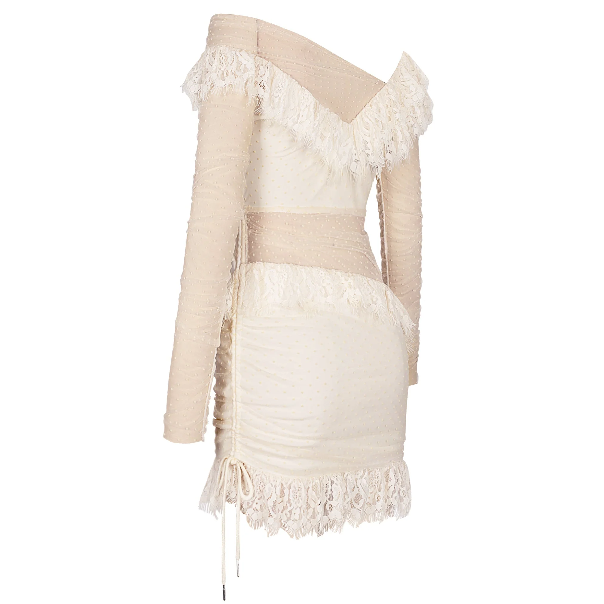 Off Shoulder Asymmetrical Frill Mini Dress PP19409 - Image 23