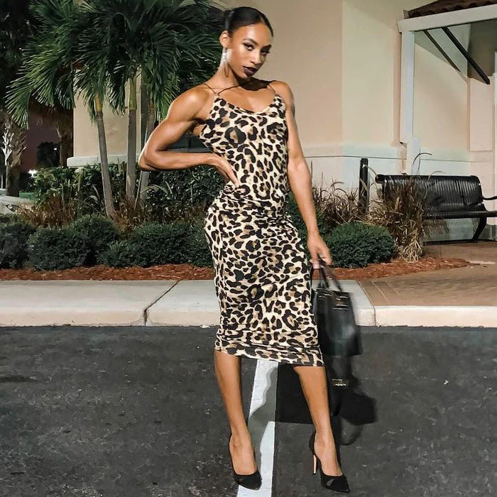 Leopard&Snake Print Strappy Bodycon Dress BLG1221 - Image 4