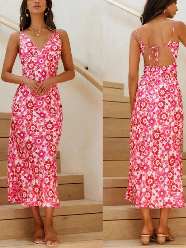 Bandage Backless Floral Dress - Image 2