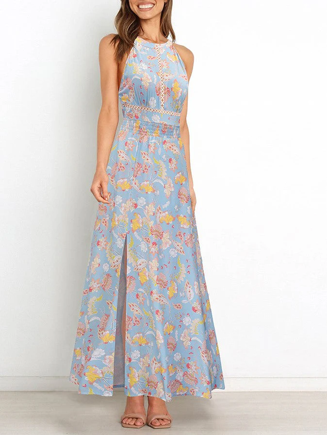 Halter Cut-out Split Floral Dress - Image 2