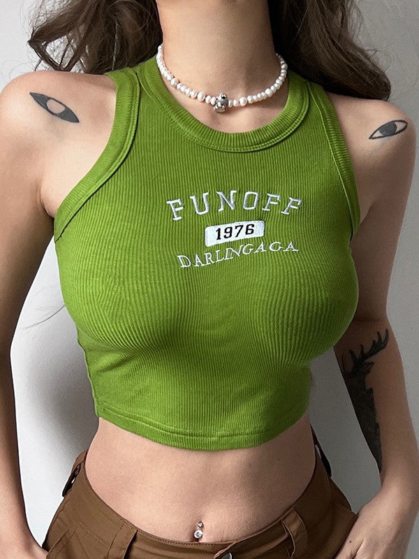 Slim Fit Monogram Crew Neck Sleeveless Bottoming Top - Image 3
