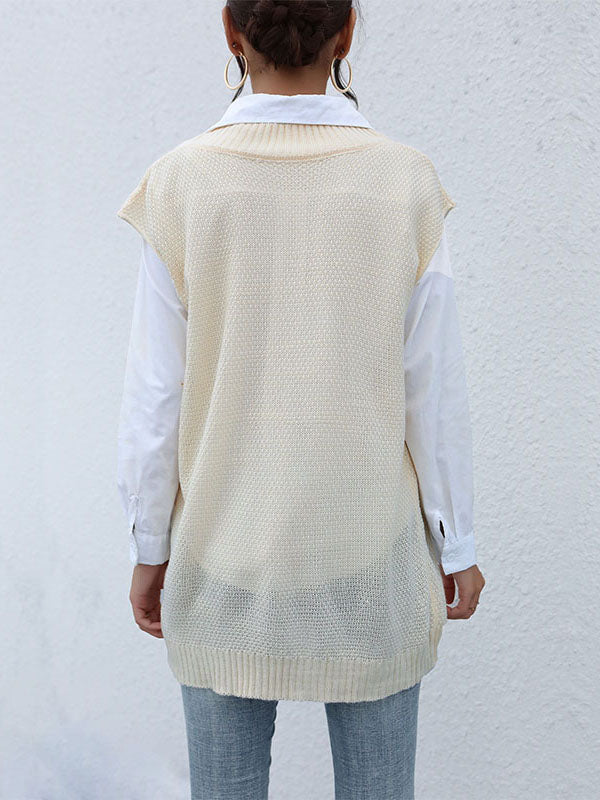 Solid Color Knitted Vest - Image 2