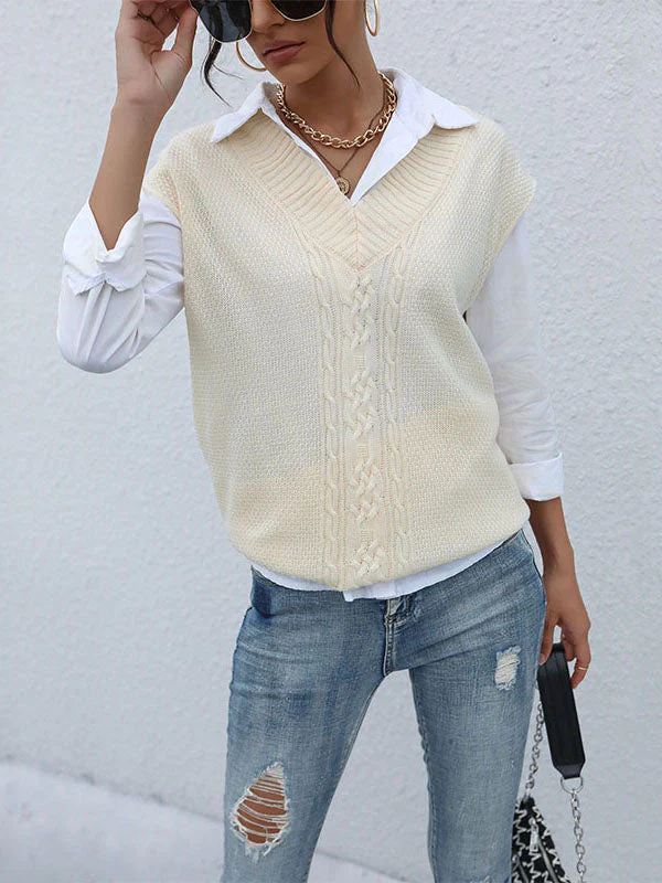 Solid Color Knitted Vest - Image 3