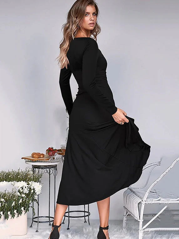 Solid Color High Waist Fishtail Dress - Image 5