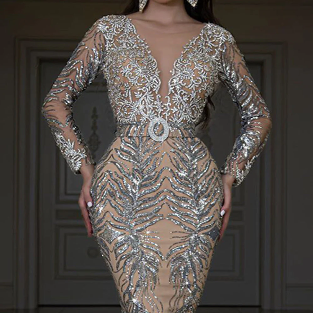 Temperament Sequin Strapless Evening Dress - Image 3