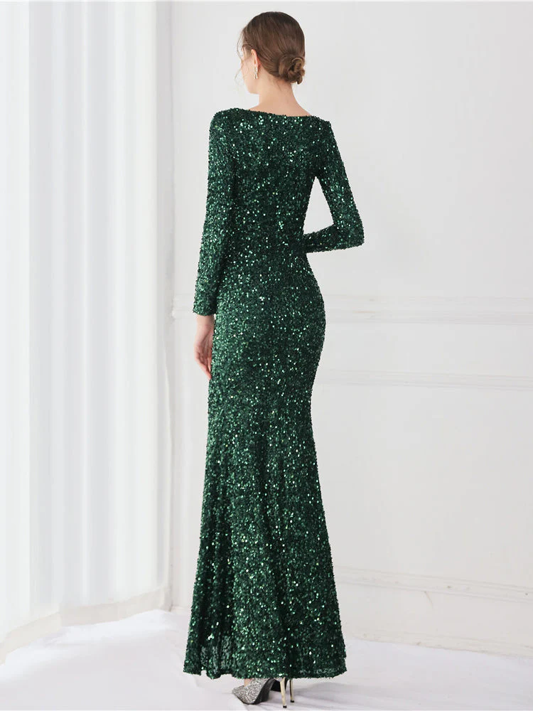 Temperament long sleeved evening dress - Image 2