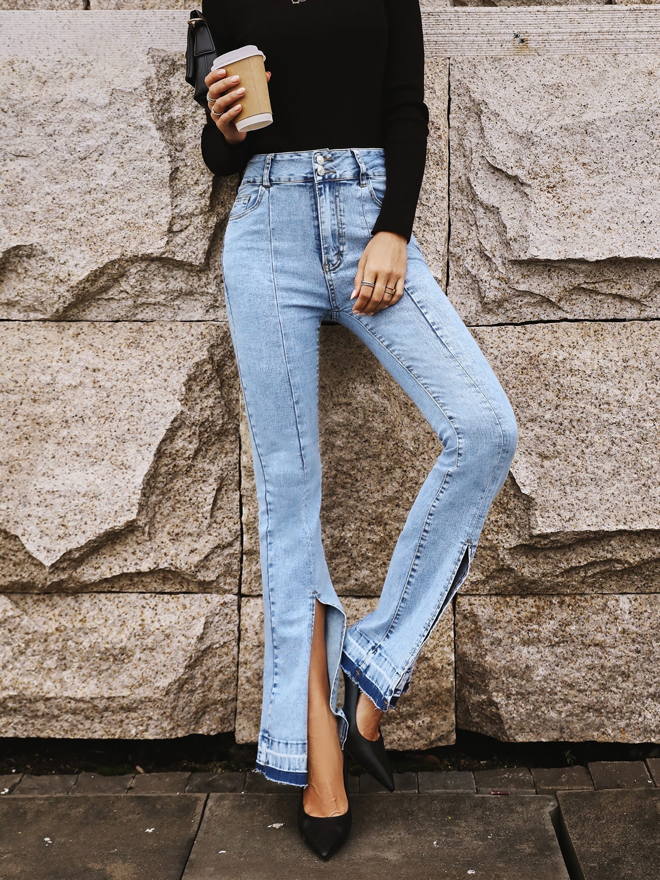 Skinny Wide-leg Denim Trousers - Image 2