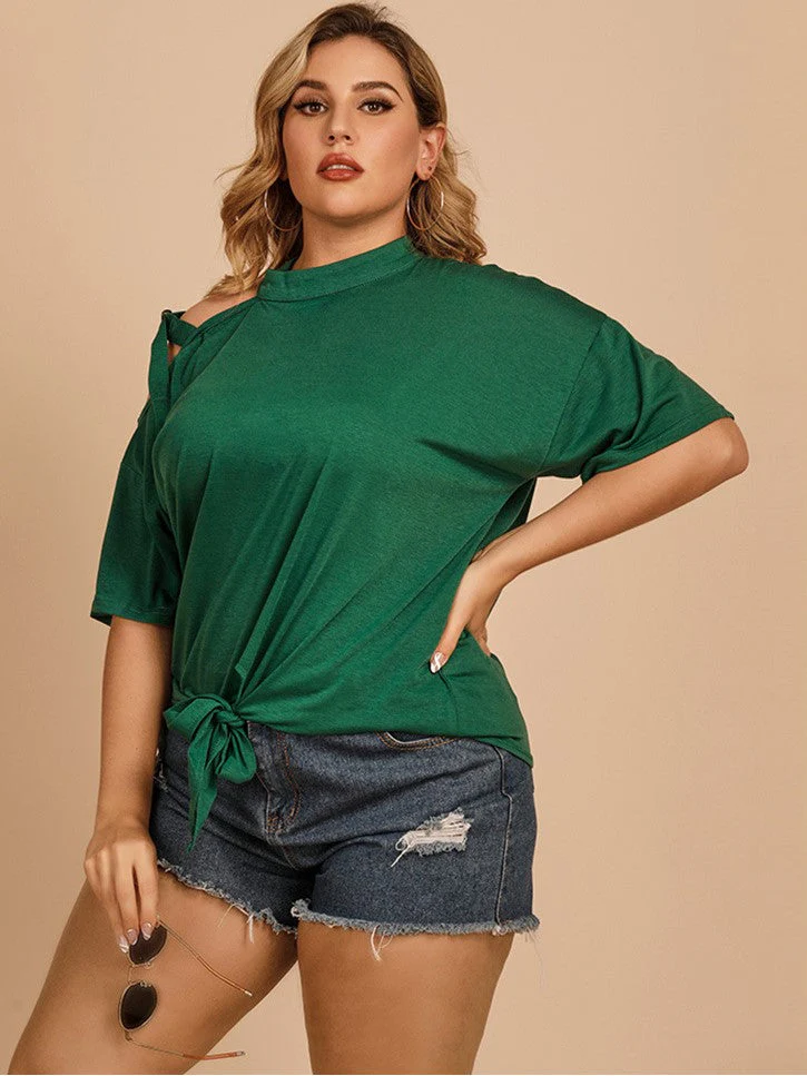 Shoulder Straps Bow Solid Color Long Sleeve T-Shirt - Image 3