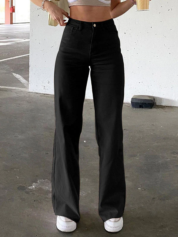 Solid Color Straight Casual Pants - Image 4