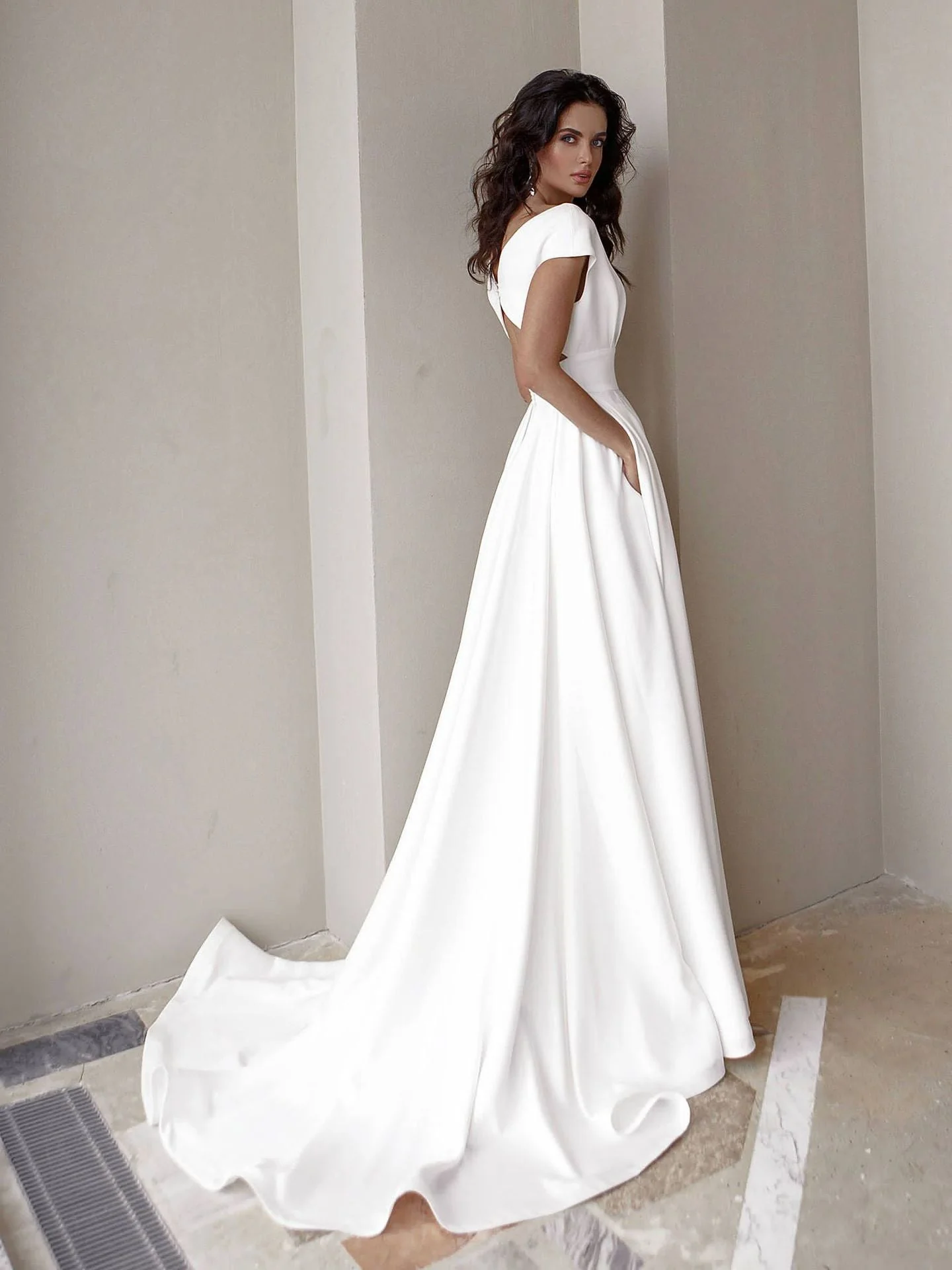 Wrap Solid Color Temperament Long Dress - Image 2