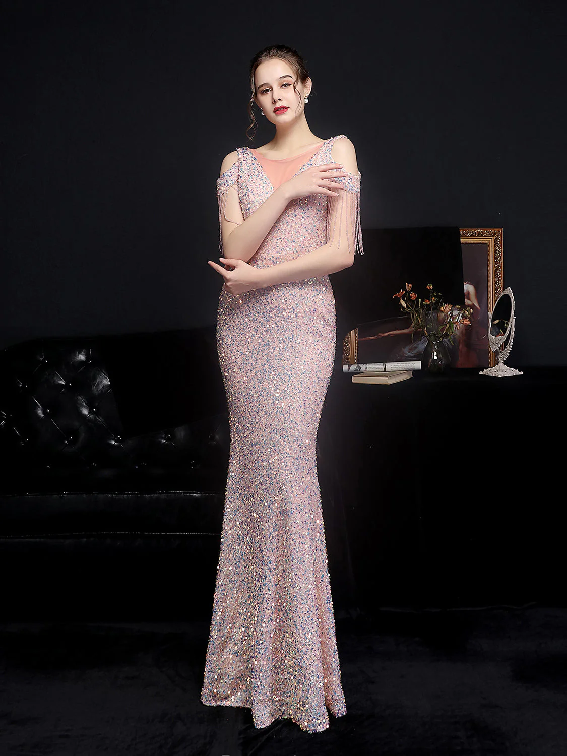 Shiny slim fishtail evening dress - Image 7