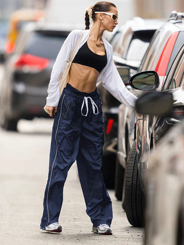 Stylish Lace-up Elastic Waist Wide Leg - Image 3